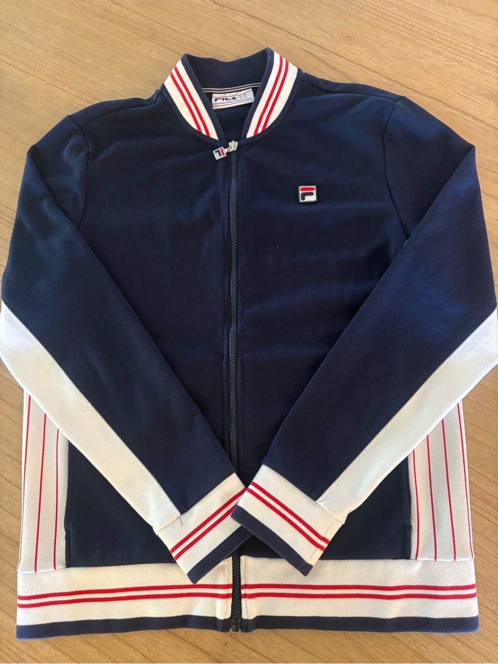 Fila Navy Bomber Jacket with White & Red Trim